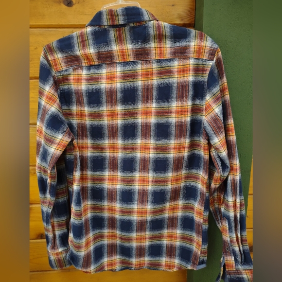Flag & Anthem Men’s Plaid Button Down Flannel Shirt Orange Blue Yellow Size Sm - Picture 6 of 9